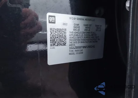 2022 Chevrolet Malibu Fwd Ls z USA, uszkodzony, nr VIN 1G1ZB5ST8NF200241